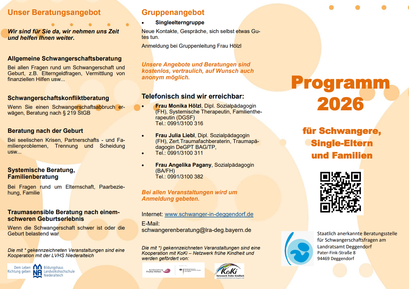 Programm 2026 für Schwangere, Single-Eltern und Familien